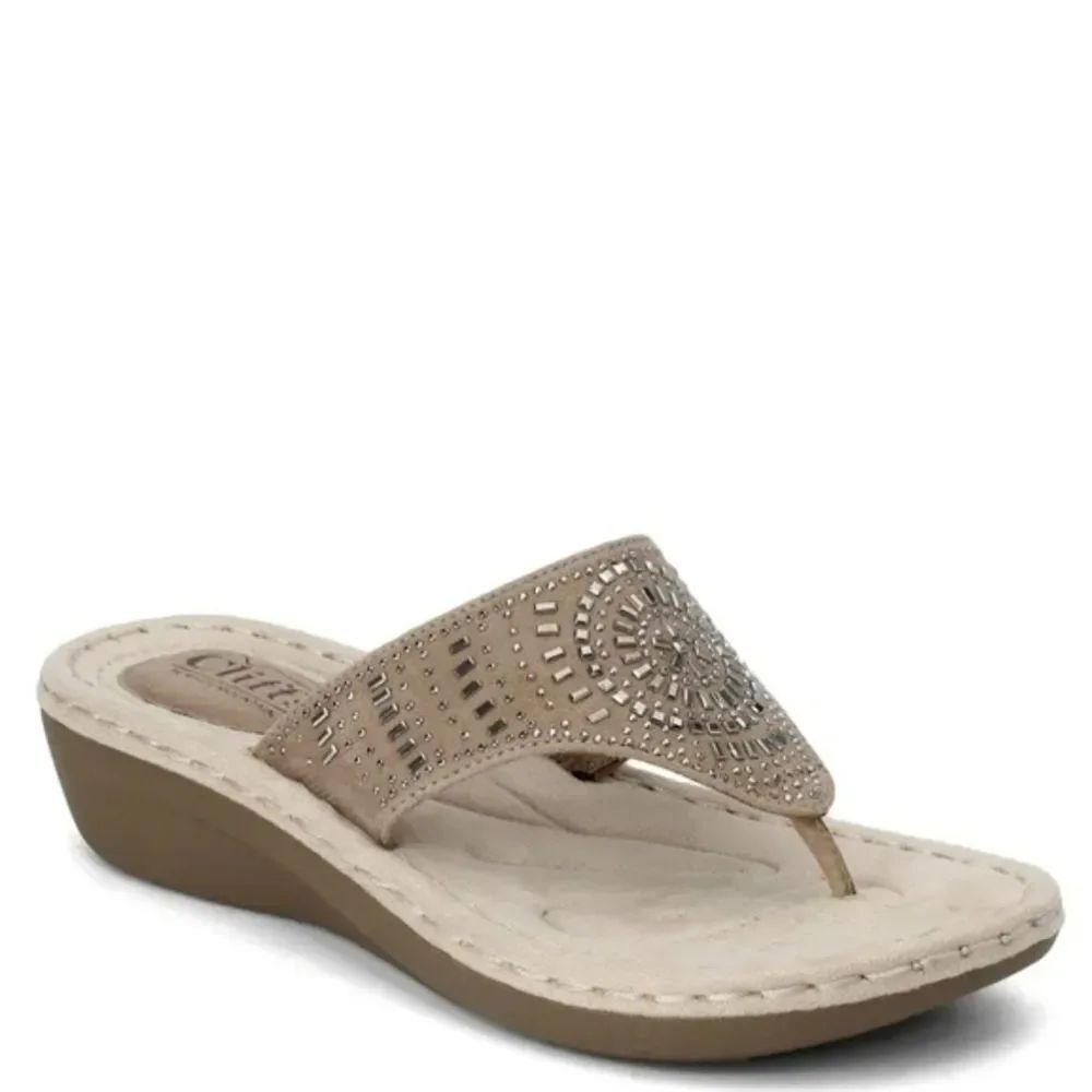 BRAND NEW CLIFFS BY WHITE MOUNTAIN WOMENS CIENNA DEMI WEDGE THONG THON…